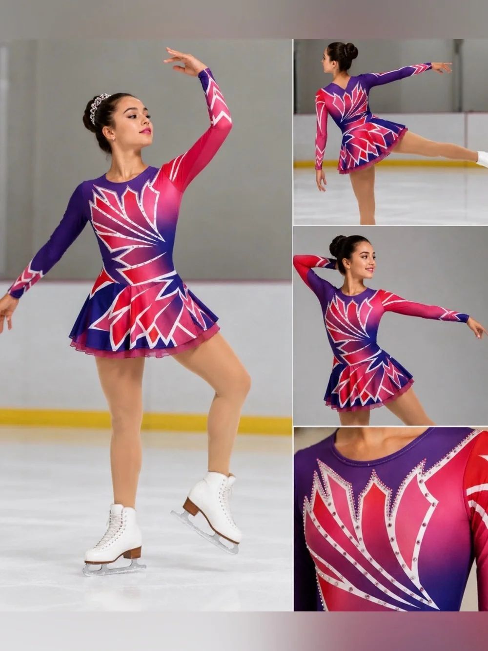 The LineUp Custom Rhinestone Competition Costume Purple Pink Jazz Baton Skate MA